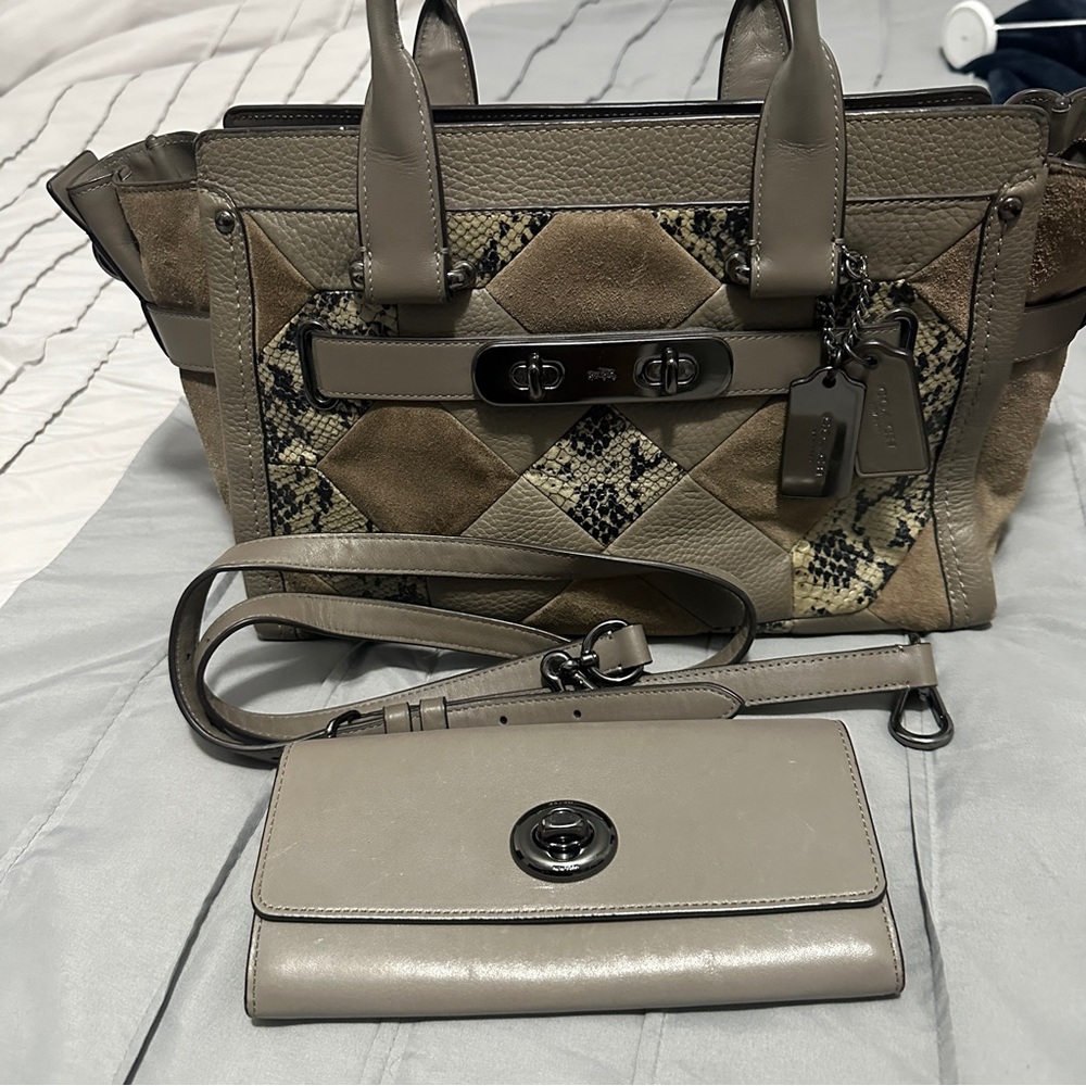 Coach Multi-Tone Satchel and Wallet Set